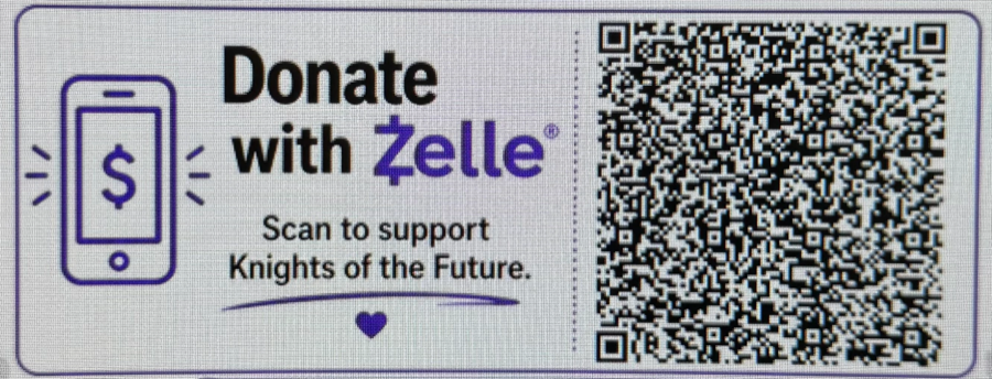 Donate with Zelle — scan to support Knights of the Future.